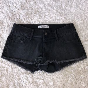 Low waisted black denim shorts